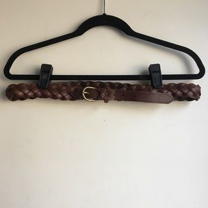 NEW Hollister Braided Leather Brown Flower Belt